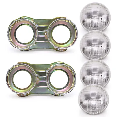 Set Head Light Lamp With Bases Bezels Fits Datsun Nissan 620 Pickup 1972 1979 • $594.11