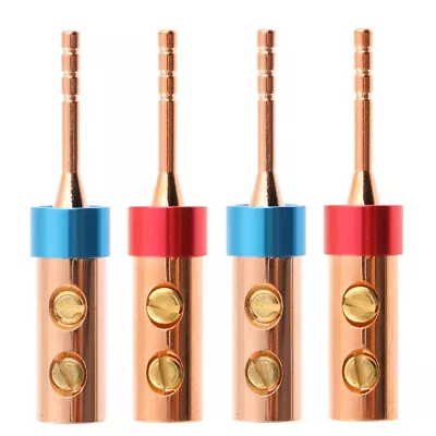 4pcs Pure Red Copper 2mm Banana Plug Screw Type Audio Speaker Pin Plugs • $9.72