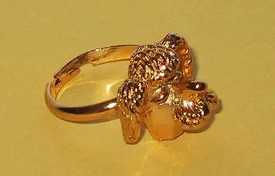 VINTAGE 60's OLD STOCK SIGNED SPHINX GOLD METAL POODLE RING ADJUSTABLE  SIZE • $10