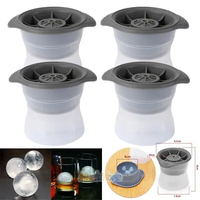 $7.99 • Buy 4x Ice Ball Maker Mold - Silicone Lid Large Round 2.5in Sphere Cube For Whiskey