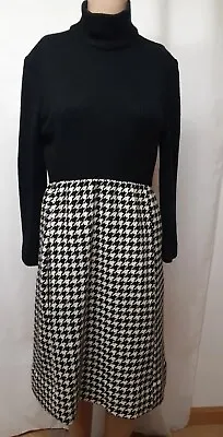 Morton Myles For Malcom Charles Vintage Knit Sweater Dress Black Houndstooth... • $65