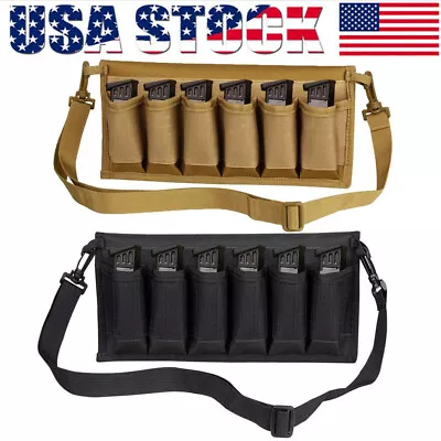 6 Slot 9mm Tactical Pistol Double Stack Mag Holder Bag W/Strap Magazine Pouch • $11.95