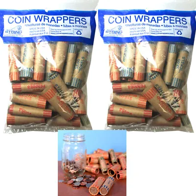 72 Rolls Preformed Assorted Coin Wrappers Tubes Nickels Quarters Pennies Dimes ! • $8.70
