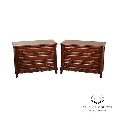 Guy Chaddock French Country Style Pair Of Three Drawer Chest Nightstands • $2395