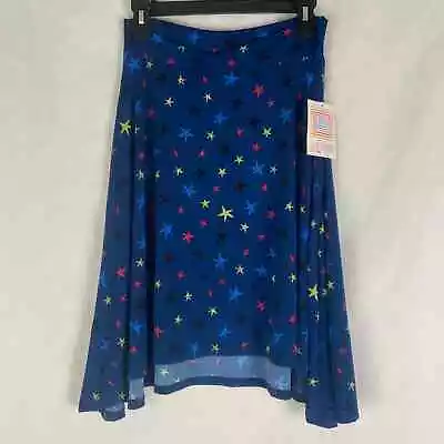 Kids LuLaRoe Girls Blue Kids Azure A-Line Skirt Stars Size 14 • $16.99