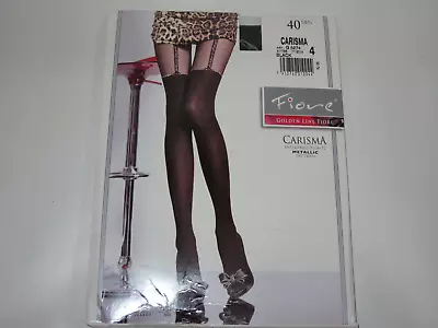 Fiore Carisma Black 40 Den Patterned Tights  Size 4 (L) • $10