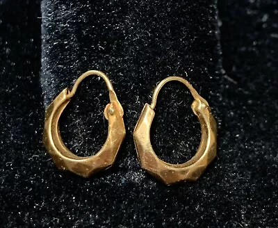 Gorgeous 14k Gold Hoop Earrings Auction Lot Vintage Pierced Signed .6g Lot C • $20.50