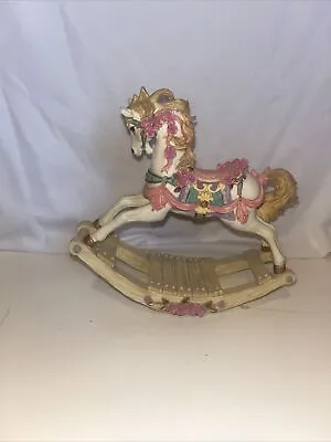 Vintage Westland Rocking Carousel Horse Resin Colorful Roses Nice Shape Look! • $10