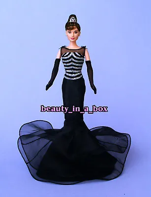 Audrey Hepburn In Mermaid Ball Gown Black Silver Redress Doll NO BOX OOAK • $169.24