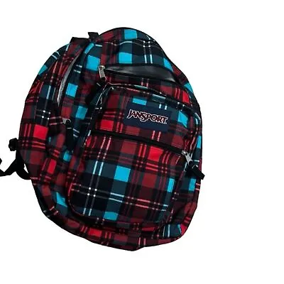 JanSport Big Student 34L Backpack TDN7 Red Blue Plaid Laptop Bookbag College • £38.57