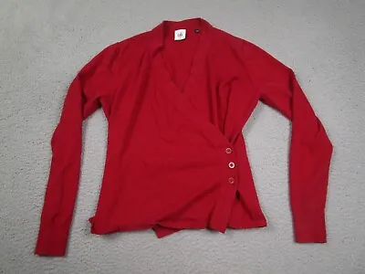 Cabi Sweater Womens Medium Red Wrap Cardigan Long Sleeve Buttons Cotton Blend • $24.97
