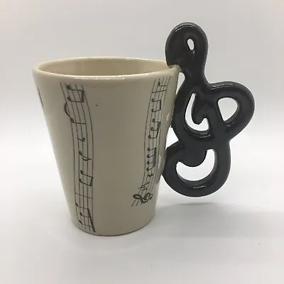 Treble Clef Music Note Coffee Cup Tea Mug Ceramic Black Tan Musical Musician • $19.95