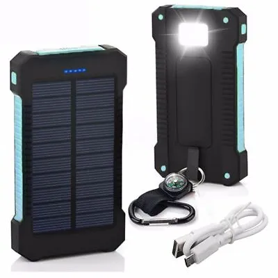 $19.95 • Buy 50000mAh Solar Charger External Battery 2 USB Ports Power Bank LED Phone Charger