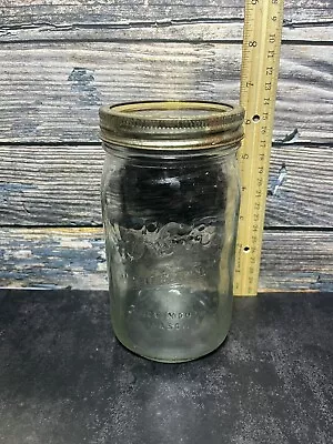 Kerr Clear Glass Self Sealing Wide Mouth Mason Quart Jar Vintage • $10