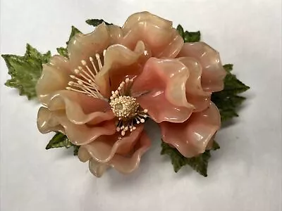 J Corelli Italy Wired Flower Peony Rose 1967 Vintage Lucite Hard Plastic EUC • $35