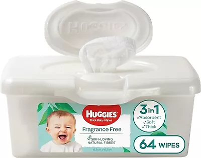 Huggies Refillable Baby Wipes Tub 64 Count Au • $9.19