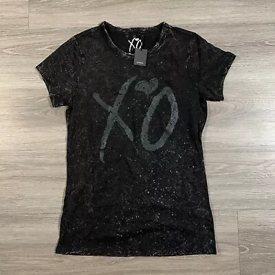 XO The Weeknd T Shirt Womens Small Black Acid Wash Short Sleeve Cotton • £25.97