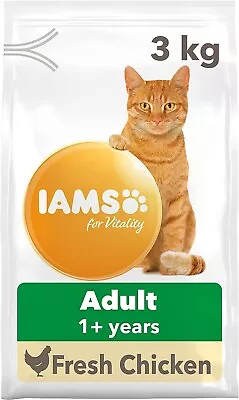 IAMS For Vitality Dry Cat Food With Chicken- Dry Food For Cats Aged 1-6 Year 3kg • £14.89