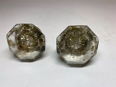 Vintage Pair Of 8 Point Crystal Glass Victorian Single Door Knobs • $24.95