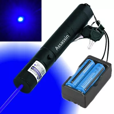 Rechargeable 900mile 405nm Blue Purple Laser Pointer Pen Light Single Beam Lazer • $12.49