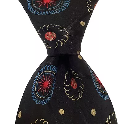 BRIONI Men's Silk XL Necktie ITALY Luxury Designer Geometric Black/Blue/Red GUC • $55.99