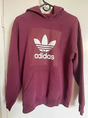 Men's Adidas Hoodie Sweatshirt Burgundy MISSING DRAWSTRING & STAINS Size Medium • $8.99