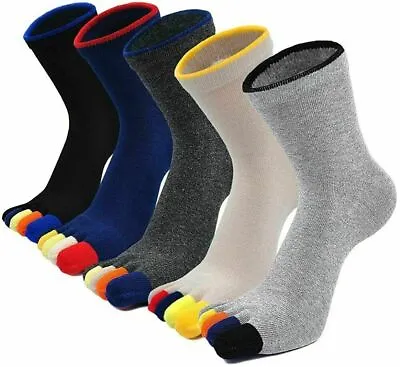 £22.45 • Buy 5 Pairs Cotton Five Finger Toe Socks For Men Breathable Athletic Sports Trainer