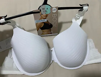 M&S BODY SHAPE DEFINE UNDERWIRED  NATURAL UPLIFT FULL CUP Bra In WHITE Size 42A • £12.99