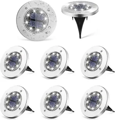 8 Pack LED Solar Disk Lights Outdoor Pathway In-ground Night Light Waterproof • $15.99