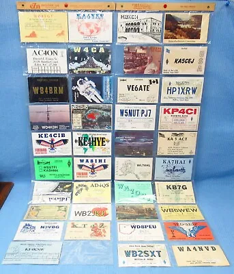 39 Vintage Ham Radio QSL Cards With Two 20-Card Wall Display Holders • $14.99