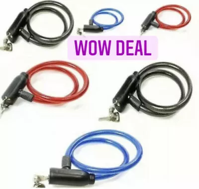 £2.99 • Buy Bike Lock Cable With Keys | 650mm Heavy Duty Strong Steel Bicycle Security Chain