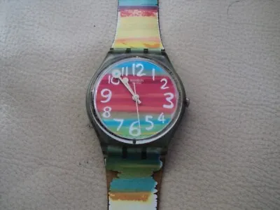 Unisex Swatch COLOR THE SKY AG 2003 Quartz Watch Working With Original Strap • £28