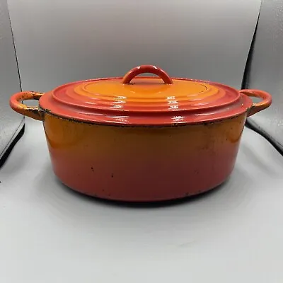 Le Creuset Flame  C  Orange Enameled Cast Iron Oval Dutch Oven 3.5 Qt • $40