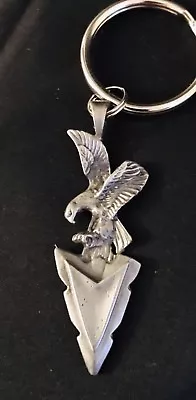 Solid Pewter Bald EAGLE ARROWHEAD Bird Silver Metal Figurine Keychain G • $6.95