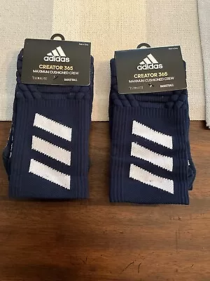 Adidas Creator 365 Basketball Socks Men’s M 6.5-9 Navy Blue NWT Lot Of 2 Pairs • $10