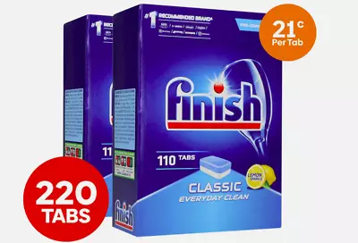 2x Finish Dishwashing Tablets Tabs Classic Everyday Clean Lemon Sparkle 110p 220 • $58.95