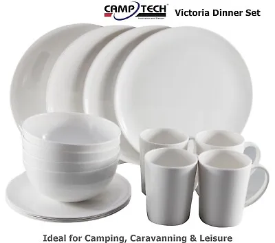 £28.50 • Buy Camptech Victoria White 16 Piece Melamine Dinner Set- Picnic/Camping