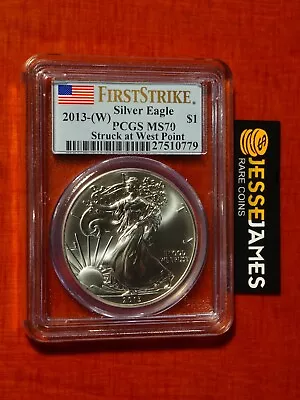 2013 (w) Silver Eagle Pcgs Ms70 Flag First Strike Struck At West Point Label • $60