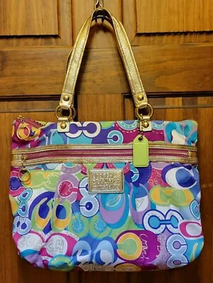 Coach Poppy Pop C Glam Shoulder Bag Pocket Tote 15293 Rare Limited Edition • $175