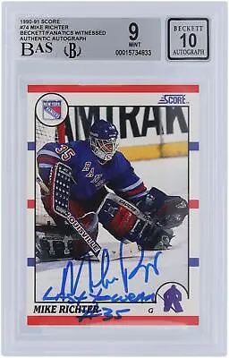 Mike Richter New York Rangers Signed 1990-91 Score #74 Beckett • $199.99