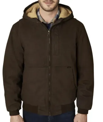 Lee Mens Jacket Workwear Bomber Sherpa Lined Hooded Durable Canvas XXL Chocolate • $52.95