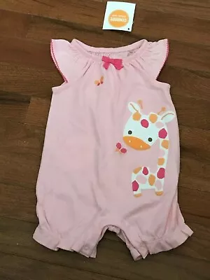 New Gymboree Brand New Baby Pink Giraffe Bubble Suit Romper Jumper Size 3-6 Mos • $19.99