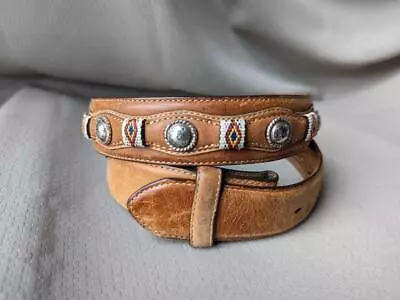 $59.95 • Buy Vintage TONY LAMA Buckle Belt INDIAN PRINT Cowboy 36 Brown WESTERN Concho