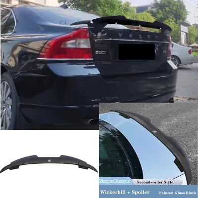 50.4  For Volvo S80 Sedan Wickerbill+Rear Trunk Spoiler Lip Wing Glossy Black • $88.81