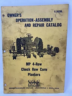 Vintage Minneapolis Moline Mp 4 Row Check Row Corn Planters Manual R3020a • $9.99