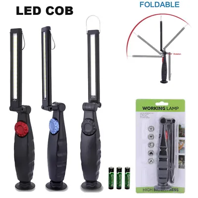 Battery Powered LED COB Work Light Mechanic Flashlight Lamp Magnetic Base Bright • $10.59
