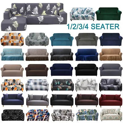 1 2 3 4 Seater Sofa Covers Stretch Lounge Slipcover Protector Chair Couch Cover • $9.99