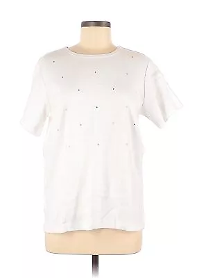 Quacker Factory Women White Short Sleeve T-Shirt M • $13.74