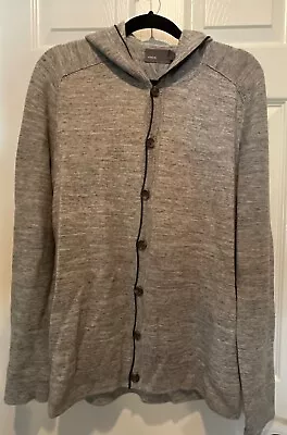 Vince Men’s Button Front Hooded Cardigan Gray Cotton/Cashmere  Size M • $60