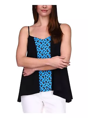 MICHAEL MICHAEL KORS Womens Black Adjustable Relaxed Fit Handkerchief Hem Top XL • $6.99